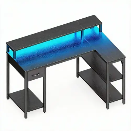 Black 47" L Shaped Desk