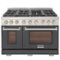 Kucht - 48 in. 6.7 cu. ft. Natural Gas Range Two Ovens - One Convection - in Cement Gray with True Simmer Burners - Cement Gray-Front_Standard