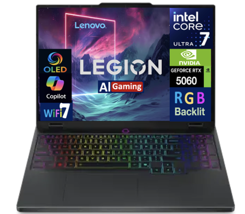  Lenovo - Legion 5i 83F00005US Laptop, Core Ultra 7 255HX, 16GB, 512GB SSD, 15.1" (2560x1600), RTX 5060, Win 11 Home - Eclipse Black