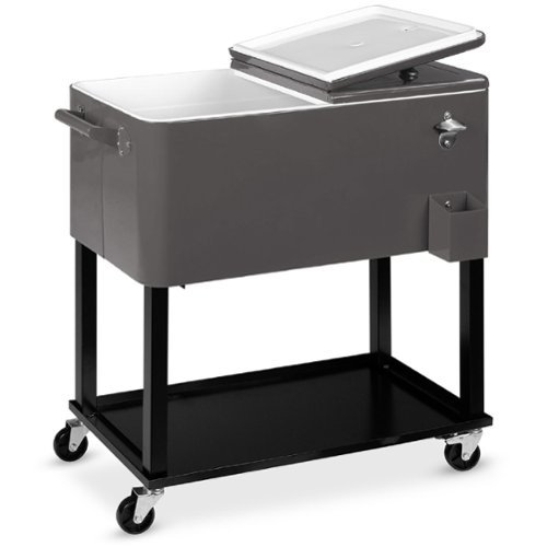 Best Choice Products - 80qt Steel Rolling Cooler Cart w/ Bottle Opener, Catch Tray, Drain Plug, Locking Wheels - Gray-Front_Standard 