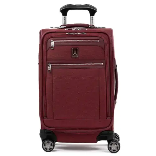 Front. Travelpro - Travelpro Platinum Elite Softside Expandable 21" Carry On Spinner - Bordeaux Red.