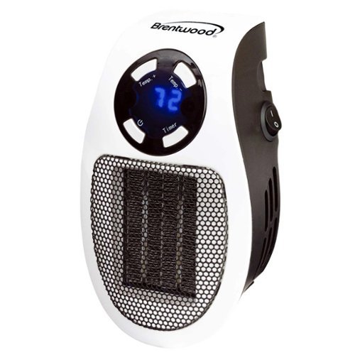 Brentwood - 350W Plug-in Wall-Outlet Personal Space Heater - White-Front_Standard 