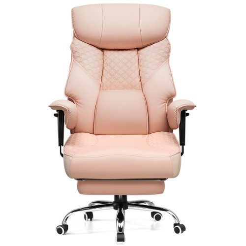 GTPlayer - 400 LBS Wide Ergonomic Gaming Chair with Deluxe Embossing Designed Big and Tall Office Chair - Pink-Front_Standard 