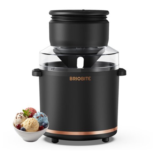 BRIOBITE - 1.1 Quart Ice Cream Maker-Electric Ice Cream Machine for Gelato,Milkshakes&Sorbet,1-2 Servings,Easy to Clean - Black-Front_Standard 