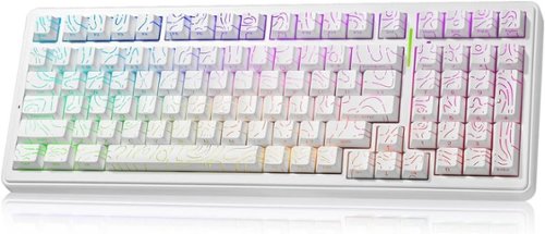 AULA - F99, 99-Key, Wireless, Hot Swappable, Mechanical Gaming Keyboard, RGB, 5-Layer Padding, 8000 mAh Battery - White-Front_Standard 