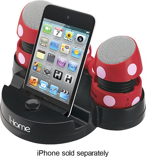 Disney iHome - Portable Mini Speakers for Select Apple® iPhone® and iPod® Models - Black/Red