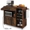 Gymax - Kitchen Island Cart w/ Drop-Leaf & Power Outlet Microwave Shelf Wine Rack Drawer - Rustic Brown-Front_Standard