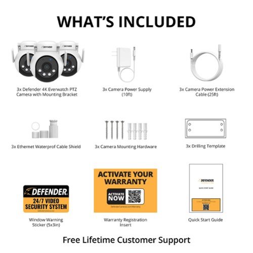 Defender AI POWERED 4K Everwatch PTZ 360° Wi-Fi Plug-in Power Security Camera, 3 Pack - White BUY IN EUROPE
