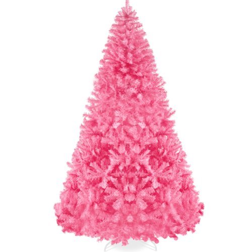 Best Choice Products - Artificial Christmas Tree, 9ft Premium Unlit Pine Design, Dense Branches w/Easy Assembly - Pink-Front_Standard 
