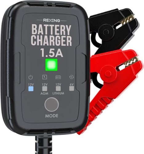 Rexing - Master 1.5A Smart Battery Charger, 6V/12V Maintainer for AGM, SLA & Lithium