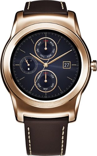  LG - Watch Urbane Smartwatch 46mm Stainless Steel - Gold Leather