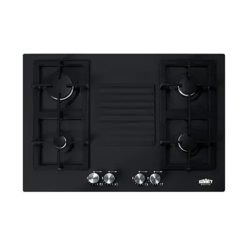 Front. SUMMIT - 30" Wide 4-Burner Gas Cooktop - Black.
