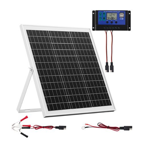 VEVOR - 20W 12V Solar Panel Battery Charger, Solar Battery Trickle Charger Maintainer with Intelligent MPPT Controller - White-Front_Standard 