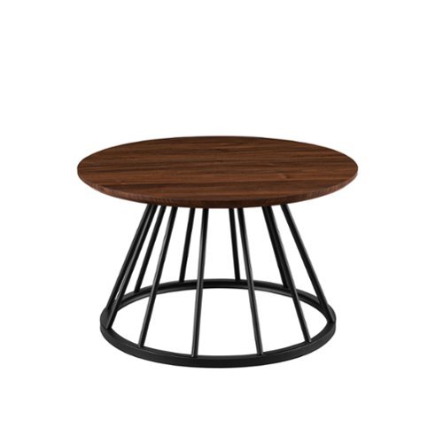 Walker Edison - Modern Cage-Base Coffee Table - Dark Walnut-Front_Standard 