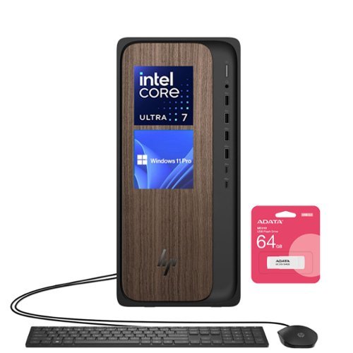 HP - OmniDesk Desktop - Intel Core Ultra 7 265 with 32GB DDR5 RAM – 1TB SSD - Wired Keyboard & Mouse - Adata 64GB USB Drive - Black-Front_Standard 