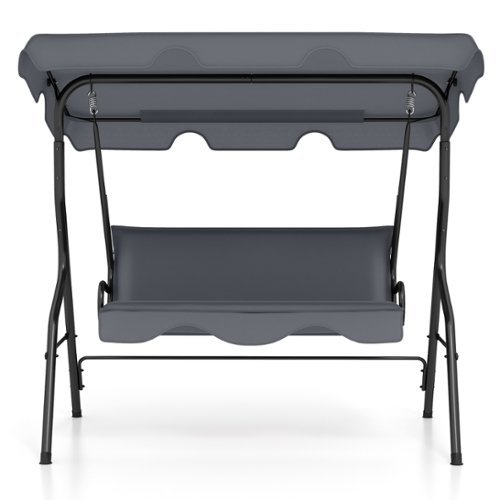 Costway - Patio 3 Seats Canopy Swing Glider Hammock Steel Frame Cushioned Backyard - Gray-Front_Standard 