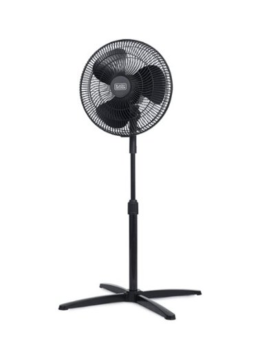 Black+Decker - 16-Inch Pedestal Fan, Oscillating Fan for Home and Office, with 3 Speed Settings - Black-Front_Standard 