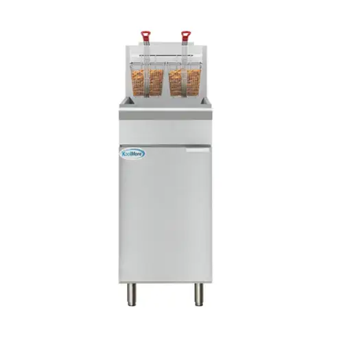 Front. Koolmore - 40 lb. Floor Standing Natural Gas Commercial Fryer with 90,000 BTU in Stainless-Steel, ETL Listed (KM-FDF40-NG) - Silver.