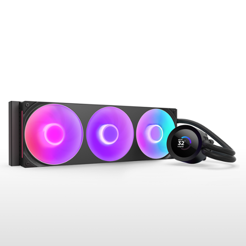 NZXT - Kraken Plus RGB 360mm Radiator CPU Liquid Cooler (1 x F360 RGB Core single-frame fan) with 1.54" Square LCD - Black