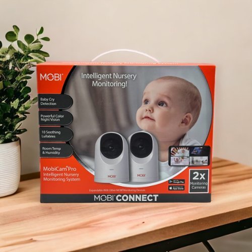 MOBI Cam PRO HD 2Pk WiFi Pan & Tilt Video Baby Monitor w 2-Way Audio, Color Night Vision, & Cry Detection - White BUY ONLINE