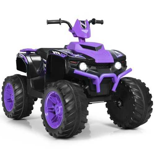 Gymax - 12V Electric Kids Ride On Car ATV 4-Wheeler Quad w/ Music LED Light - Purple-Front_Standard 
