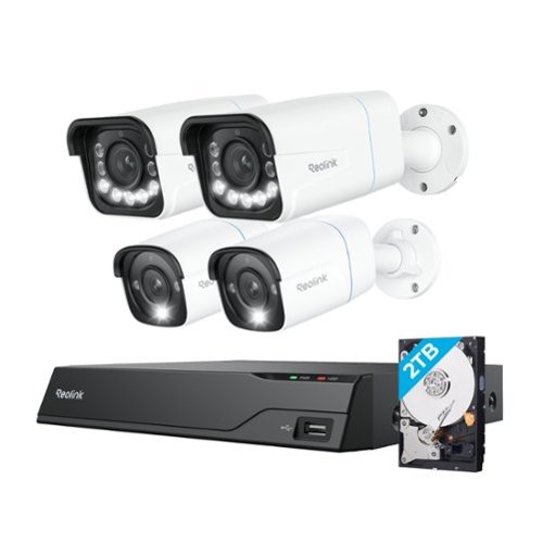 Reolink - 8 - Channel, 2 – Bullet 2 – Optical Zoom 5X Cameras Indoor/Outdoor 4K 8MP PoE 2TB NVR Security Surveillance System - White