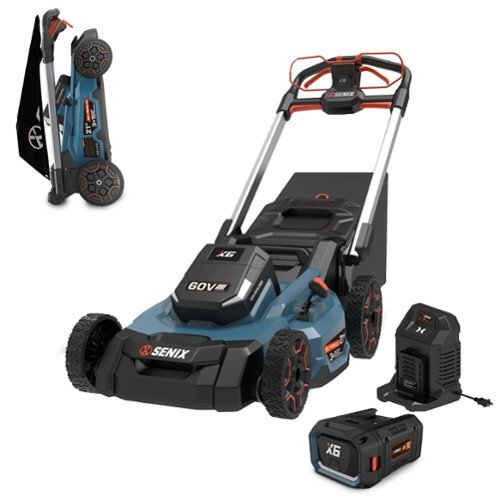 SENIX - X6 60V Max* 21" Self-Propelled Cordless Lawn Mower, Brushless (8.0 Ah Battery & Charger Included) - Blue-Front_Standard 