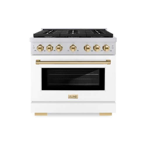 ZLINE - Autograph 36" Paramount Gas Range with 6 Burners and Gold Accents (SGRZ-WM-36-G) - White-Front_Standard 