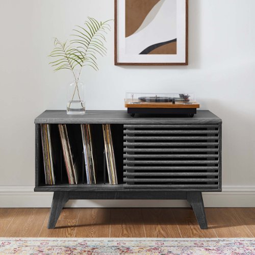 Render Vinyl Record Display Stand by Modway - Charcoal-Front_Standard 