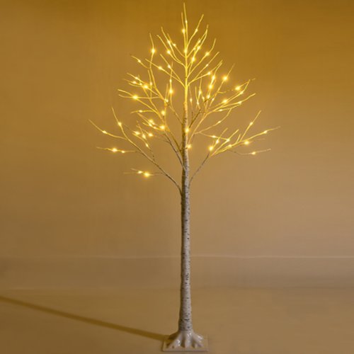 Costway - 5ft Pre-lit Twig Birch Tree for Christmas Holiday with 72 LED Lights - White