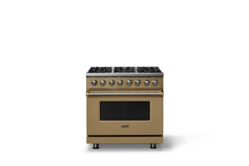 Viking - 36"W 5.6 Cu.Ft. Pro5S Freestanding Sealed 6 Burner Dual Fuel Convection LP Range - Golden Hour w. Brushed Brass Trim - Golden Hour
