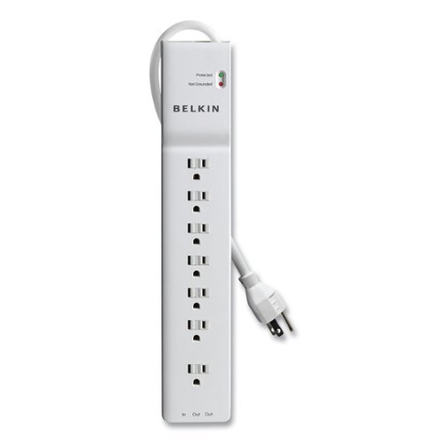 Belkin - BE107200-06 2320 J 7 AC Outlets 6 ft. Cord Home/Office Surge Protector - White-Front_Standard 