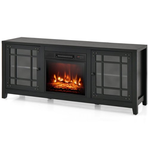 Boyel Living - 58 in. Freestanding Electric Fireplace TV Stand with Adjustable Shelves Fits TVs up to 65 in - Black-Front_Standard 