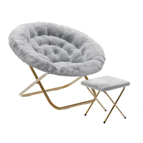 Gray Fabric/Soft Gold Frame