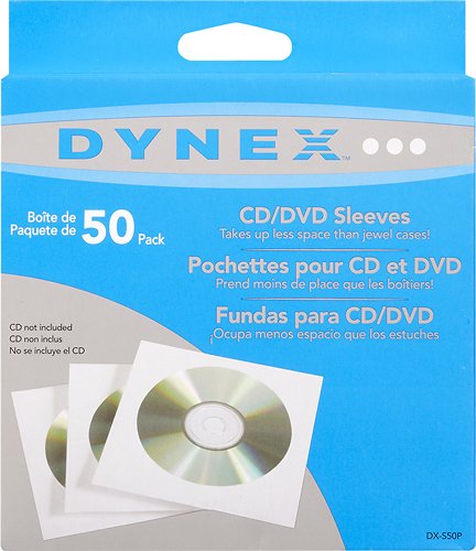  Dynex™ - 50-Pack CD/DVD Sleeves - White