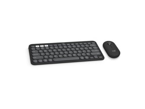 Logitech - Pebble 2 Combo for Mac, Wireless Keyboard & Mouse, Slim, Quiet, Portable, Customizable, Bluetooth - Tonal Graphite-Front_Standard 