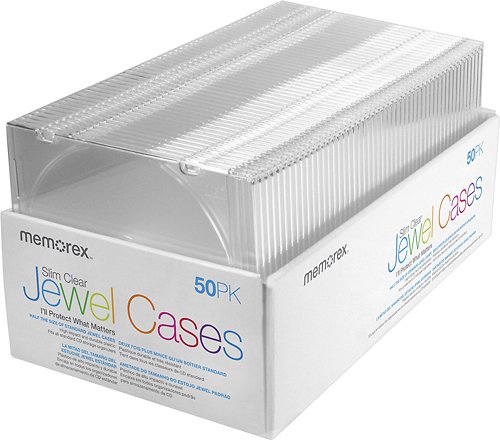 Memorex - 50-Pack Slim Jewel Cases - Clear