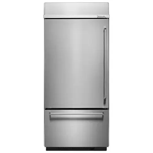 Front. KitchenAid - 20.9 Cu. Ft. Bottom-Freezer Refrigerator with Preserva Food Care System - Stainless Steel.