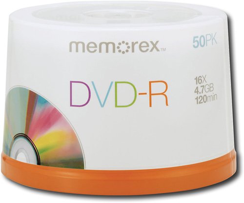  Memorex - 50-Pack 16x DVD-R Disc Spindle - White