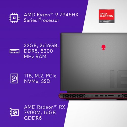 Alienware m18 18 480Hz Gaming Laptop FHD+ - AMD Ryzen 9 7000 Series with 32GB RAM - AMD Radeon RX 7900M - 1TB SSD - Dark Metallic Moon BUY IN AUSTRALIA