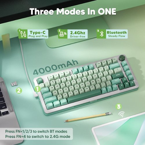 REDRAGON Wireless Mechanical Gaming Keyboard with Gasket Mounted, RGB Backlit 81 Keys, 75% Layout, Hot-Swappable - Dark green/Light green WORLDWIDE DELIVERY