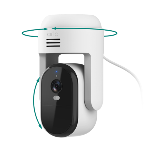  Arlo - Essential Pan Tilt Outdoor Security Camera 2K (2025 Release) - Wired Plug-In Powered, 1-Cam - White