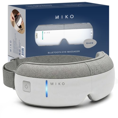 Miko - Gaze Eye Massager with Heat, Bluetooth Music, 4 Massage Modes, 4 Intensities, Ergonomic Fit, Eye Strain Relief - White-Front_Standard 