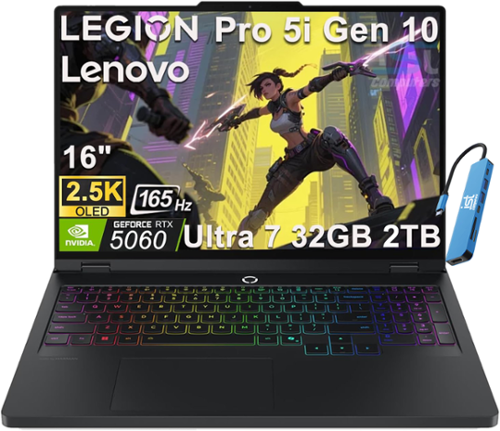 Lenovo - Legion Pro 5 16" 2.5K Gaming Laptop - OLED - Intel Core Ultra7 255HX with NVIDIA GeForce RTX 5060 - 32GB RAM - 2TB SSD - Eclipse Black-Front_Standard 