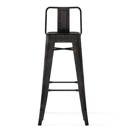 Simpli Home - Rayne 30 inch Metal Bar Stool (Set of 2) - Distressed Black-Front_Standard 