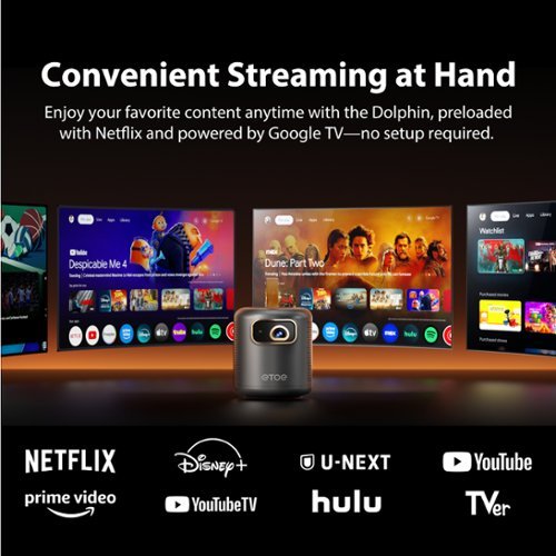 ETOE Dolphin DLP Projector, 1080P 500 ANSI Lumens, Google TV with Licensed Netflix, Dolby Atmos - Black BUY ONLINE