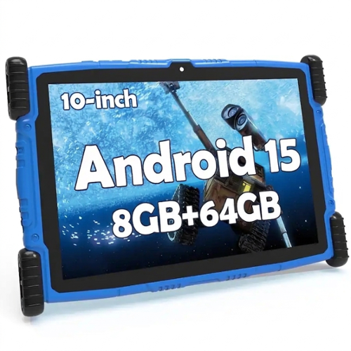 MEIZE - Newest Kids Tablet Android tablet,10" Android Kids Tablet 8(4+4)GB+64GB with Kickstand, Kid-Friendly Interface - Blue-Front_Standard 