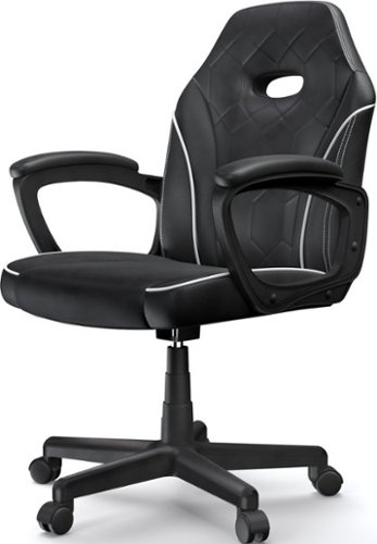 ACGAM - CG-4746 Slim Gaming Chair, Ergonomic Office Chair with Superior Leather, Height, 360° Swivel Adjustment for Home Office - Black-Front_Standard 