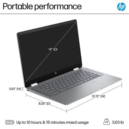 HP 14 2-in-1 Full HD Touch-Screen Chromebook Plus Laptop with Google AI - Intel Core i3 - 8GB Memory - 256GB UFS - Meteor Silver GLOBAL SHIPPING