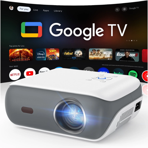 Happrun - 4K Google TV Projector,Google Officially Licensed,Dolby Audio,Electric Focus & Auto Vertical Keystone-Front_Standard 